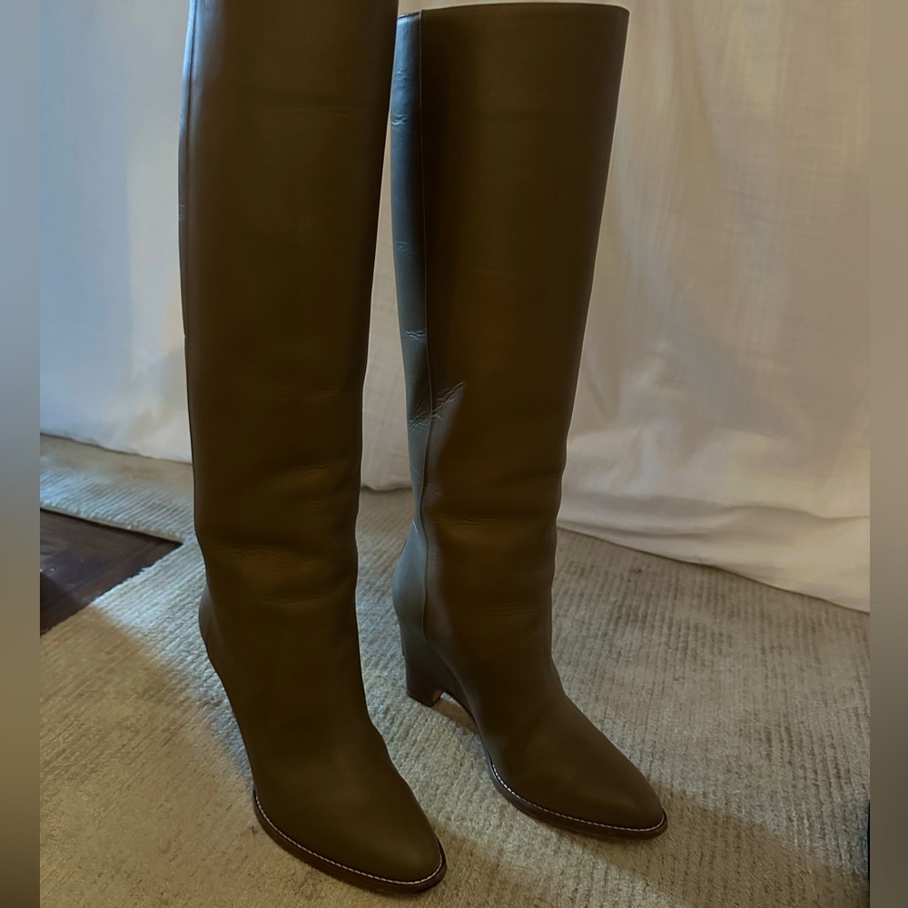 Gabriela Hearst olive green tall boots